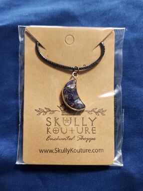 Purple Moonstone Crescent Pendant Necklace